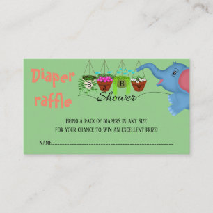 Blue elephant baby shower diaper raffle ticket enclosure card