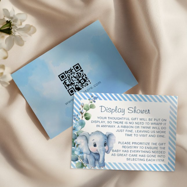 Blue Elephant Baby Shower Display Card – Watercolo (Display Shower)