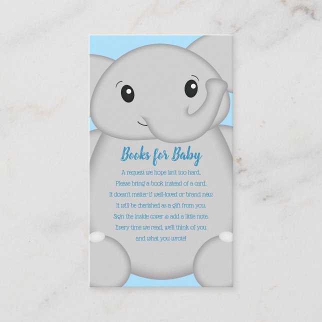 Blue Elephant Baby Shower Enclosure Card (Front)