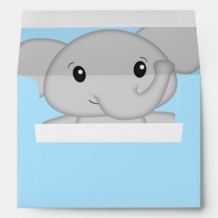 Blue Elephant Baby Shower Envelope