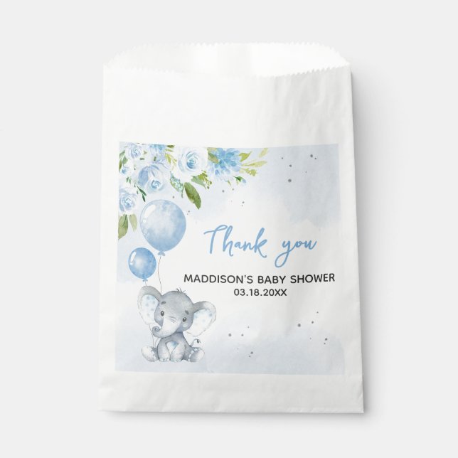 Blue Elephant Baby Shower Favour Bags (Front)