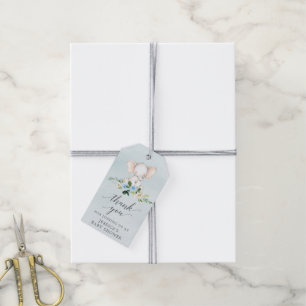Blue Elephant Baby Shower Favour Tags