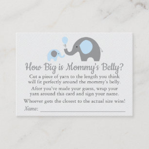 Blue Elephant Baby Shower How Big is Mummy's Belly Calling Card