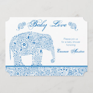 Blue Elephant Baby Shower Invitation
