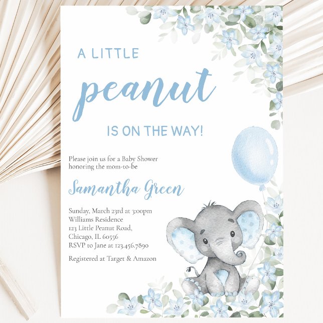 Blue Elephant Baby Shower Invitation (Creator Uploaded)