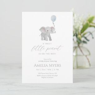 Blue Elephant Baby Shower Invitation