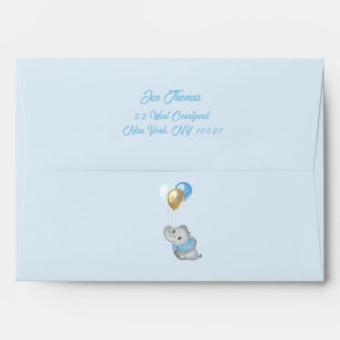 Blue Elephant Baby Shower Invitation Envelope