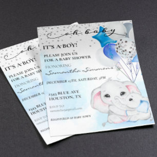 Blue Elephant Baby Shower It's a Boy Balloons 