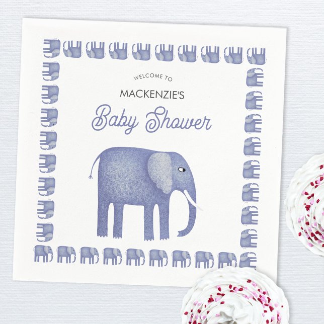 Blue Elephant Baby Shower Napkin (Blue elephant baby shower napkin)