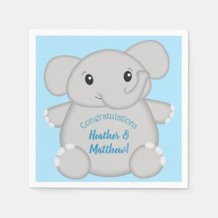 Blue Elephant Baby Shower Napkin