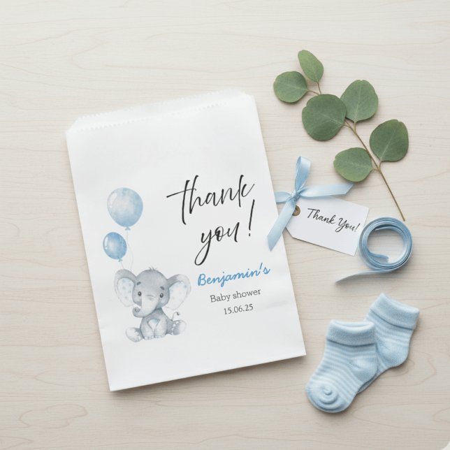 Blue Elephant Baby Shower Thank You Bags (Creator Uploaded)