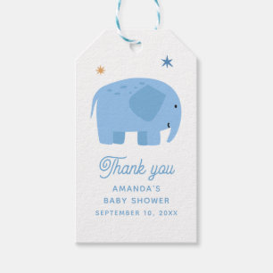 Blue Elephant Baby Shower Thank You   Cute Safari Gift Tags