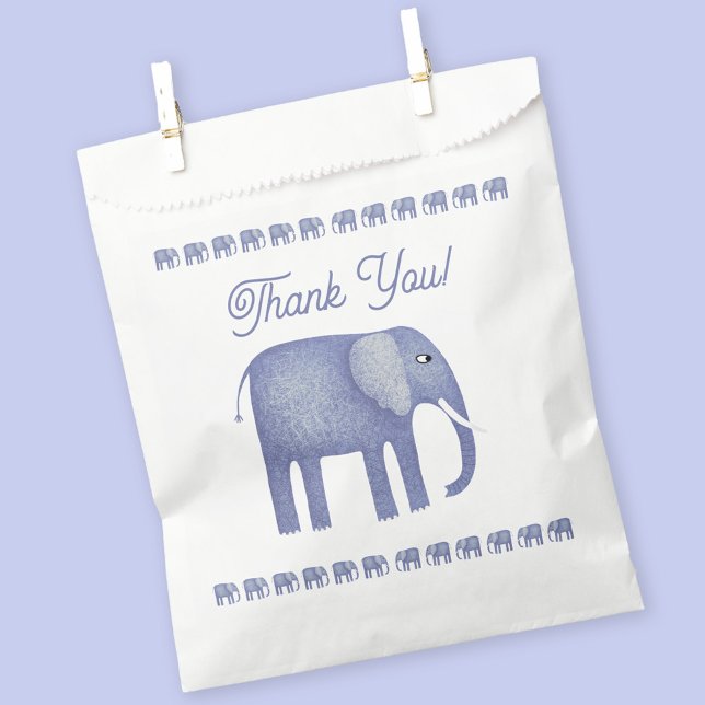 Blue Elephant Baby Shower Thank You Favour Bags (Blue elephant thank you party favor bag)