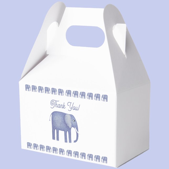 Blue Elephant Baby Shower Thank You Favour Box (Blue Elephant thank you favor box)