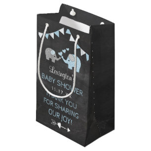 Blue Elephant Baby Shower Thank You Guest Favour Small Gift Bag