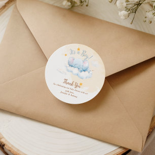 Blue Elephant Baby Shower Thank You It's a Boy Classic Round Sticker