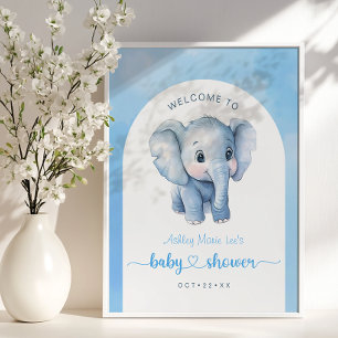 Blue Elephant Baby Shower Welcome Sign – Watercolo