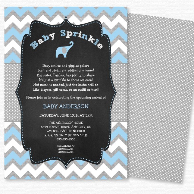 Blue elephant baby sprinkle, boy baby shower invitation (Creator Uploaded)