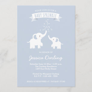 Blue Elephant Baby "Sprinkle" Shower Invitation