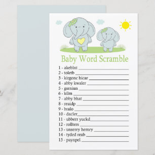Blue elephant Baby word scramble game