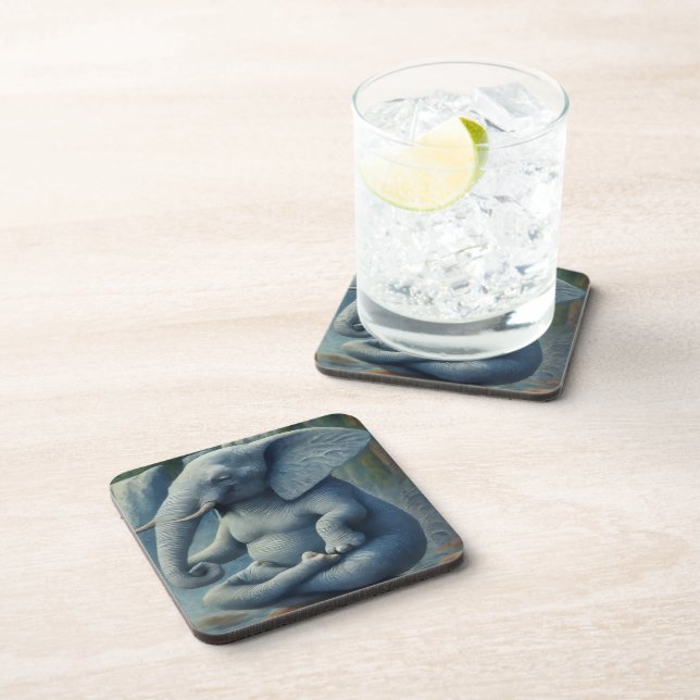 Blue Elephant Beverage Coaster (Right Side)