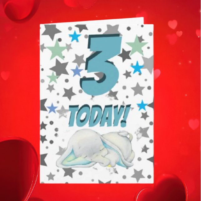 Blue elephant Birthday Card (Hey there Birthday Superstar!)