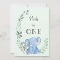 Blue Elephant Birthday Invitation