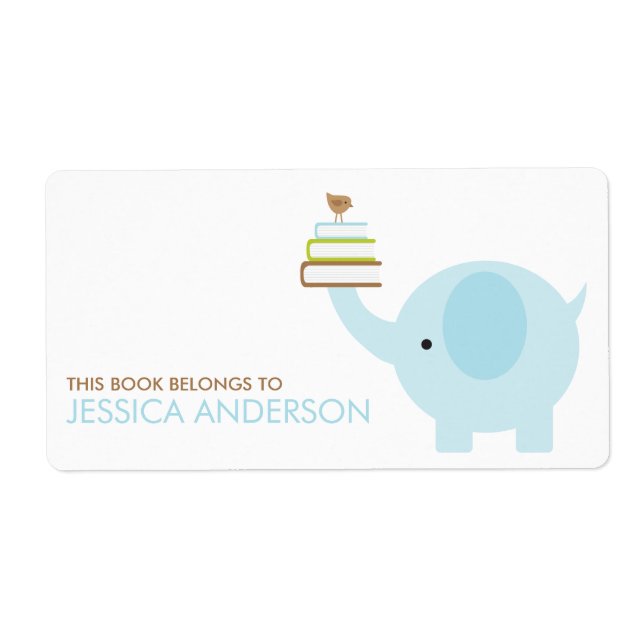 Blue Elephant Bookplates Labels (Front)