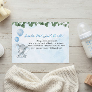Blue Elephant Books for Baby Shower Card