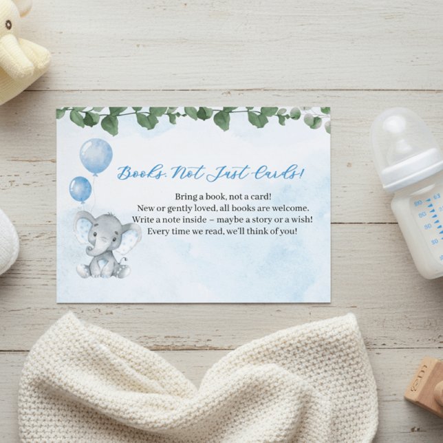 Blue Elephant Books for Baby Shower Card (Creator Uploaded)