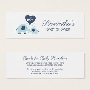 Blue Elephant Boy Baby Shower Book Request