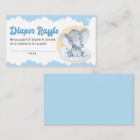 Blue Elephant Boy Baby Shower Diaper Raffle Ticket
