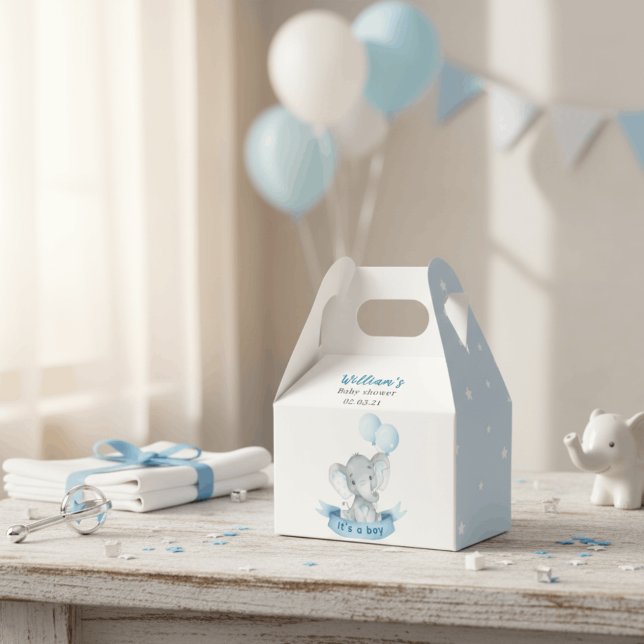 Blue Elephant Boy Baby Shower Favour Box (Creator Uploaded)
