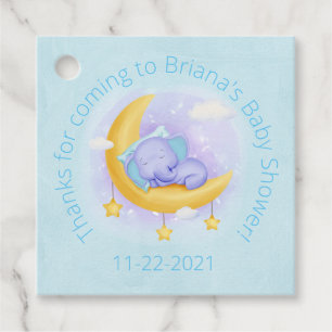 Blue Elephant Boy Baby Shower Favour Tags