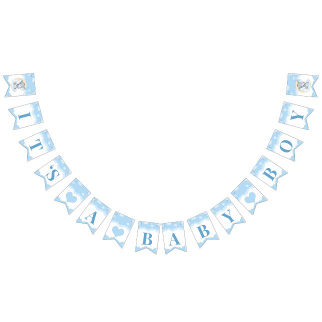 Blue Elephant Boy Baby Shower It's a Boy Bunting (All)