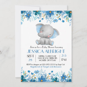 Blue Elephant Boy Baby Shower Sprinkle  Invitation