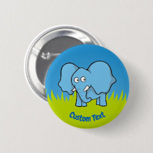 Blue elephant cartoon button