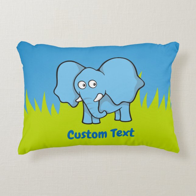 Blue elephant cartoon decorative pillow (Front)