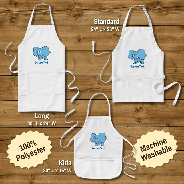 Blue elephant cartoon long apron (Creator Uploaded)