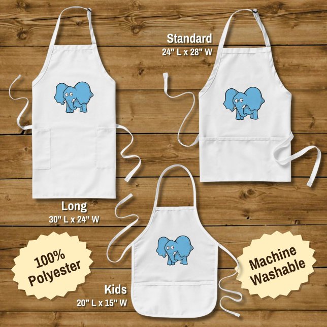 Blue elephant cartoon long apron (Creator Uploaded)