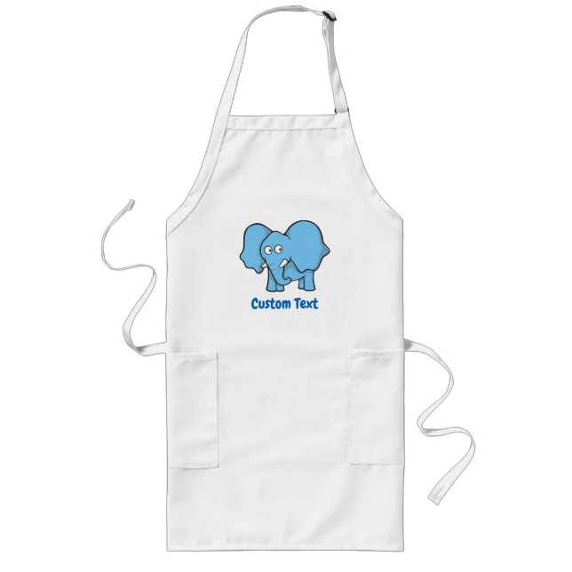 Blue elephant cartoon long apron (Front)