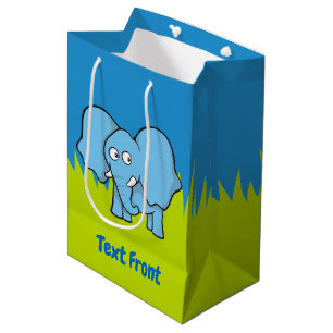 Blue elephant cartoon medium gift bag