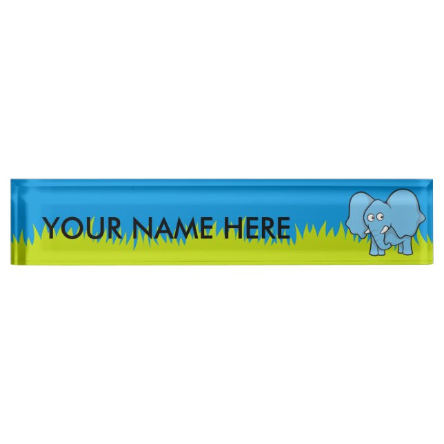 Blue Elephant Cartoon Nameplate (Front)