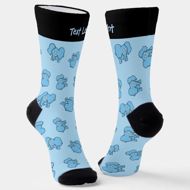Blue Elephant Cartoon Pattern Socks (Angled)