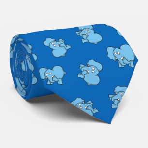 Blue Elephant Cartoon Pattern Tie
