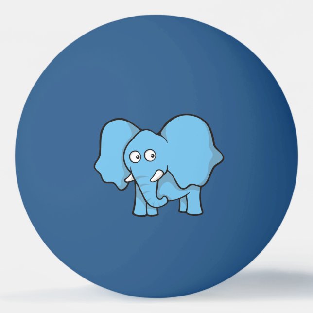 Blue Elephant Cartoon Ping Pong Ball (Front)