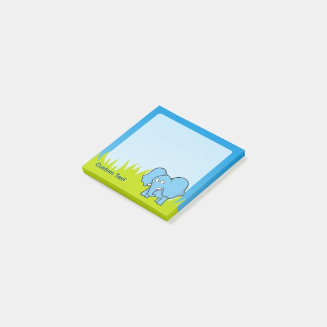 Blue Elephant Cartoon Post-it Notes (Angled)