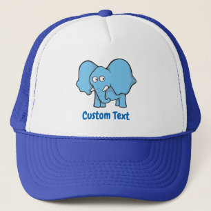 Blue elephant cartoon trucker hat