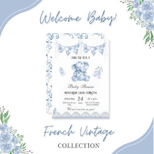 Blue Elephant Chinoiserie-Baby Shower Invitation