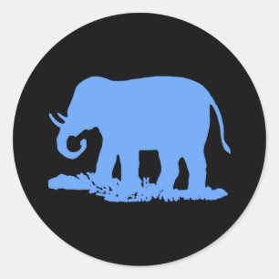 Blue Elephant Classic Round Sticker